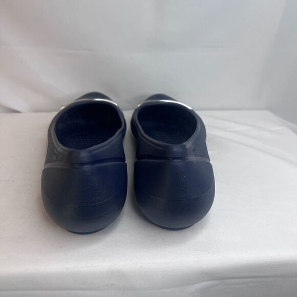 CROCS Navy Blue Silver Mirror Cap Toe Slip On Ballet Flat Size W8 - Picture 6 of 11